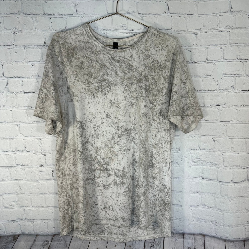 Lululemon Mens 5 Year Basic Tee Grey Marble Acid Wash Vitasea Pima Cotton Size L
